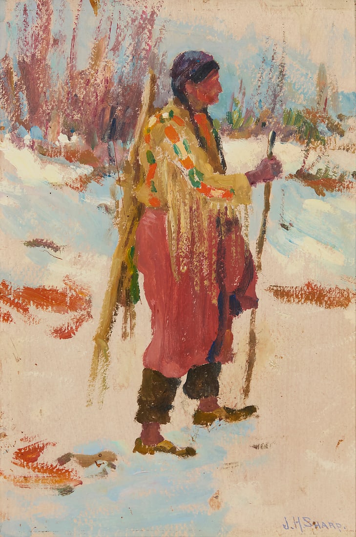 Joseph Henry Sharp (1859-1953), "Indian with Staff" (1 of 7)