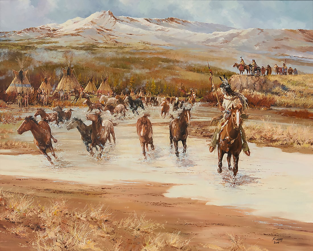Robert Rickards (20th Century), "Horse Plunder," 2009: Robert Rickards (20th Century) "Horse Plunder," 2009 Oil on canvas Signed and dated lower right: Rickards / 2009; titled on the frame plaque 24 x 30 in.