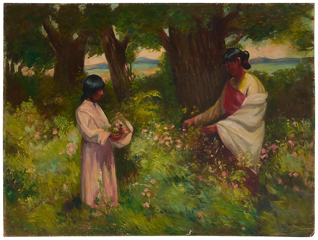 Raphael Lillywhite (1891-1958), Mother and child collecting flowers (1 of 4)