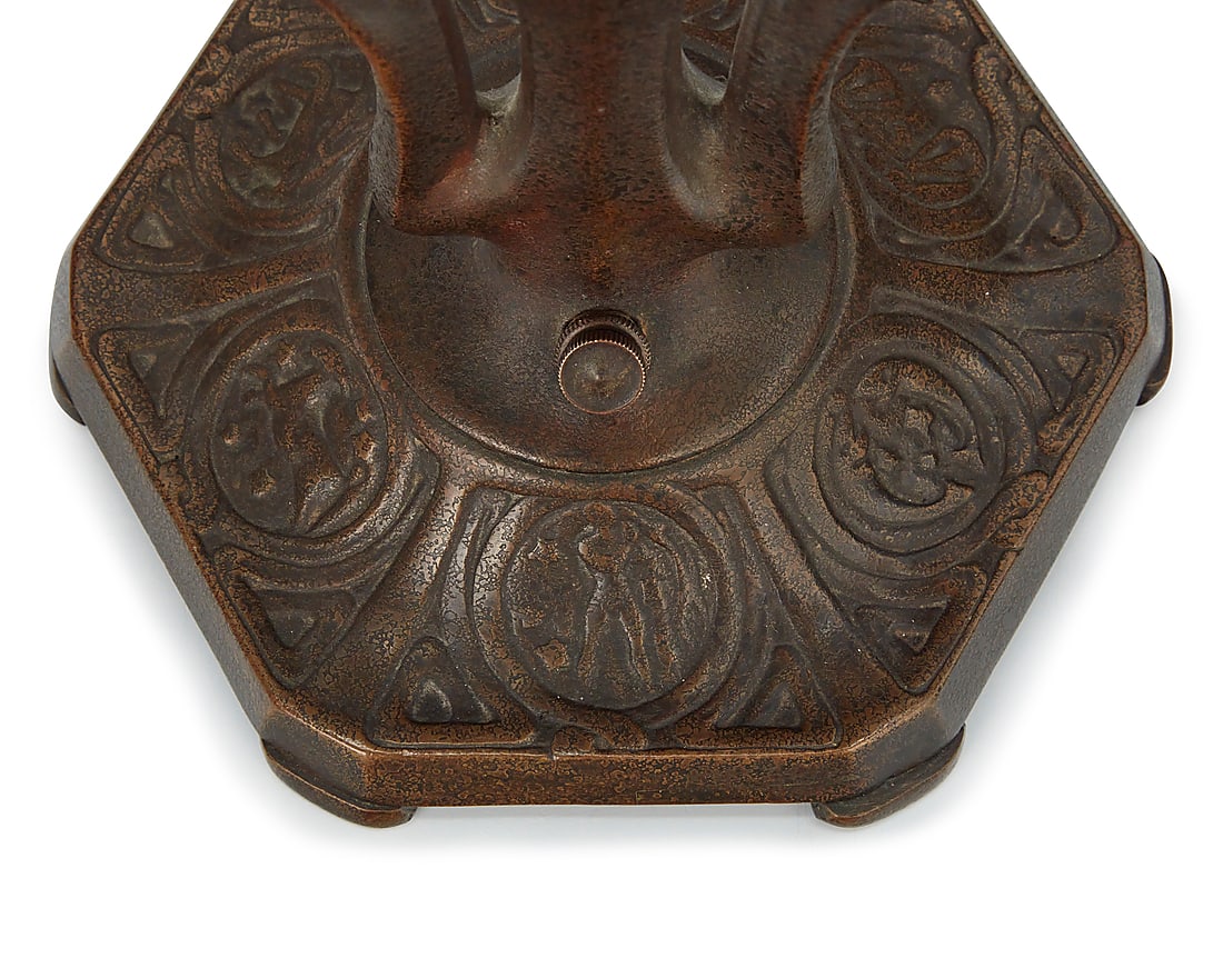 A Tiffany Studios turtleback tile 'Zodiac' table lamp - 12
