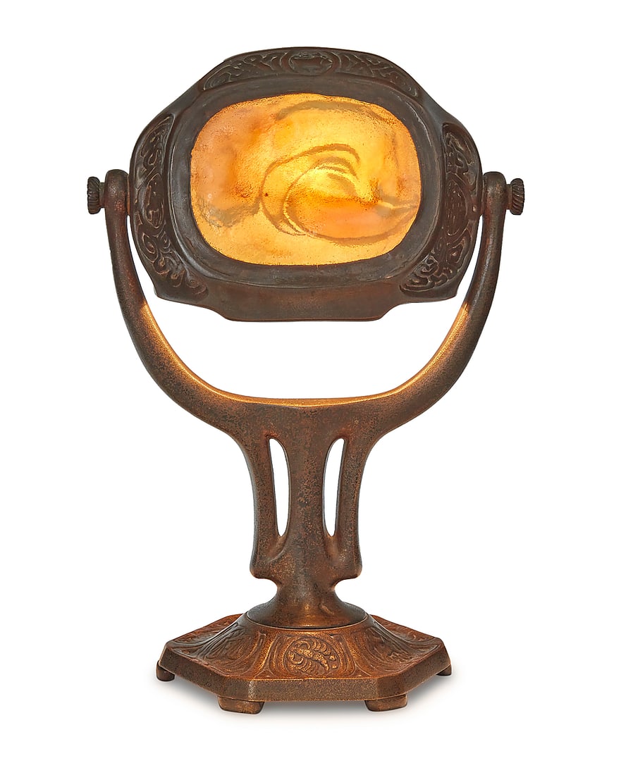 A Tiffany Studios turtleback tile 'Zodiac' table lamp - 3