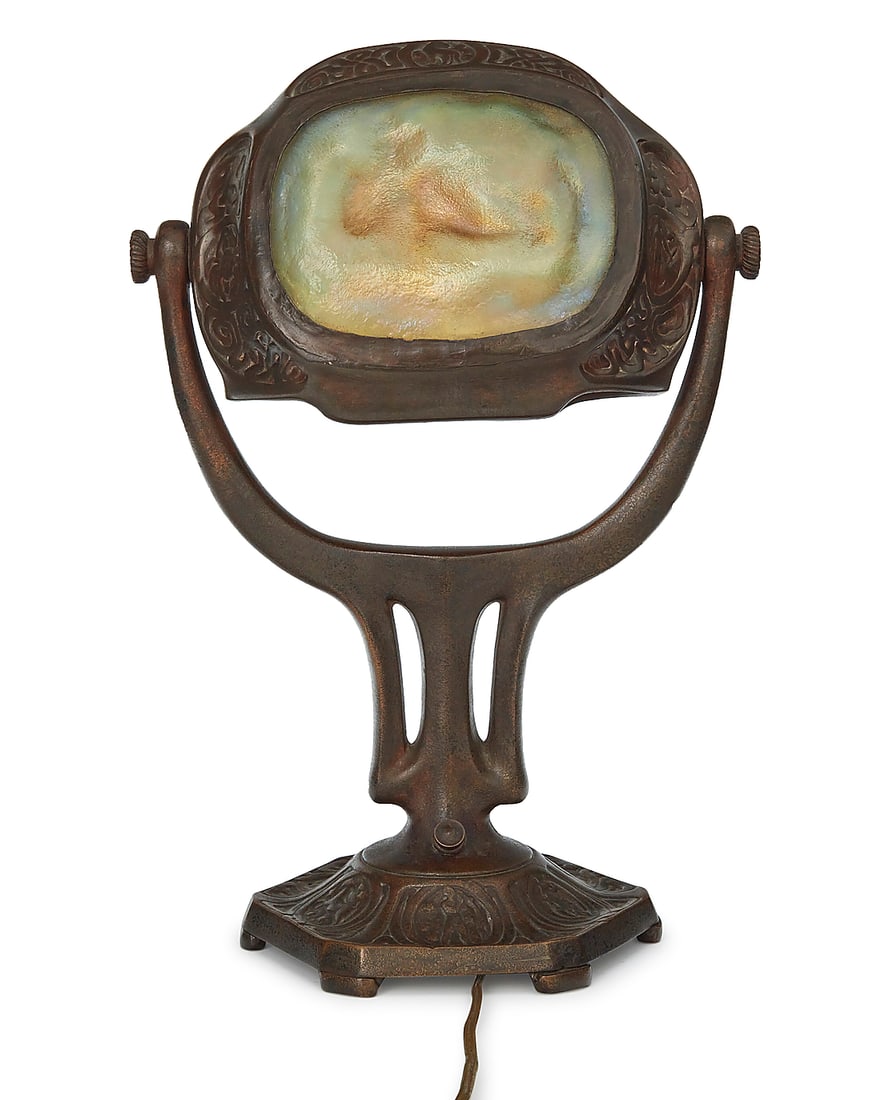 A Tiffany Studios turtleback tile 'Zodiac' table lamp - 6