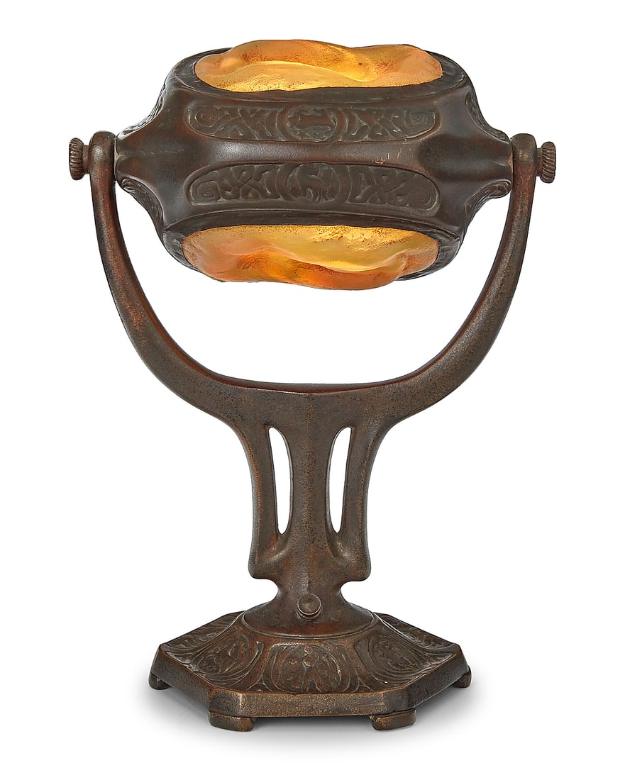 A Tiffany Studios turtleback tile 'Zodiac' table lamp - 9