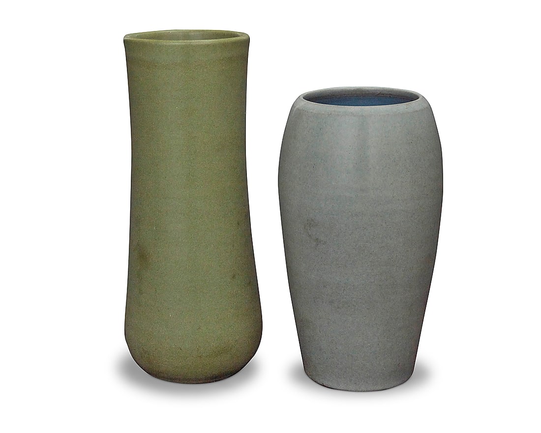 Two Marblehead glazed earthenware vases (1 of 6)