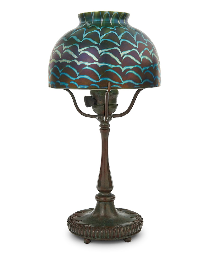 A Tiffany Studios boudoir lamp and glass shade (1 of 7)
