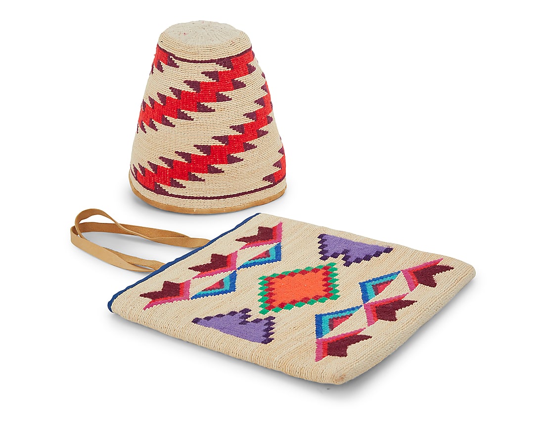 Two Nez Perce polychrome corn husk items - 2
