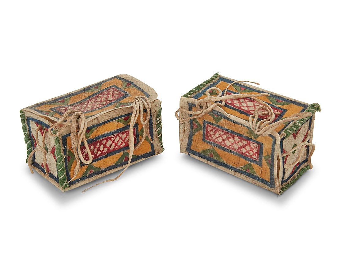 A small pair of Plains painted parfleche boxes (1 of 5)