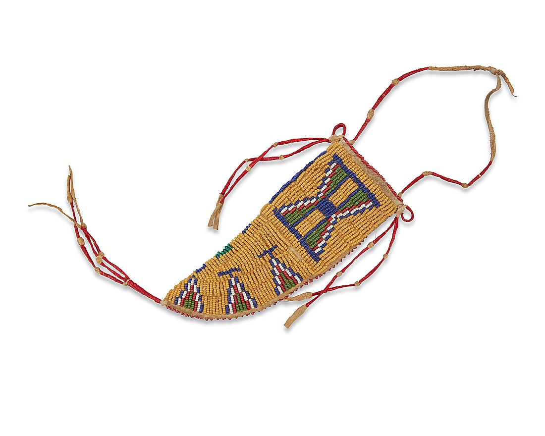 A Plains beaded hide knife sheath - 2