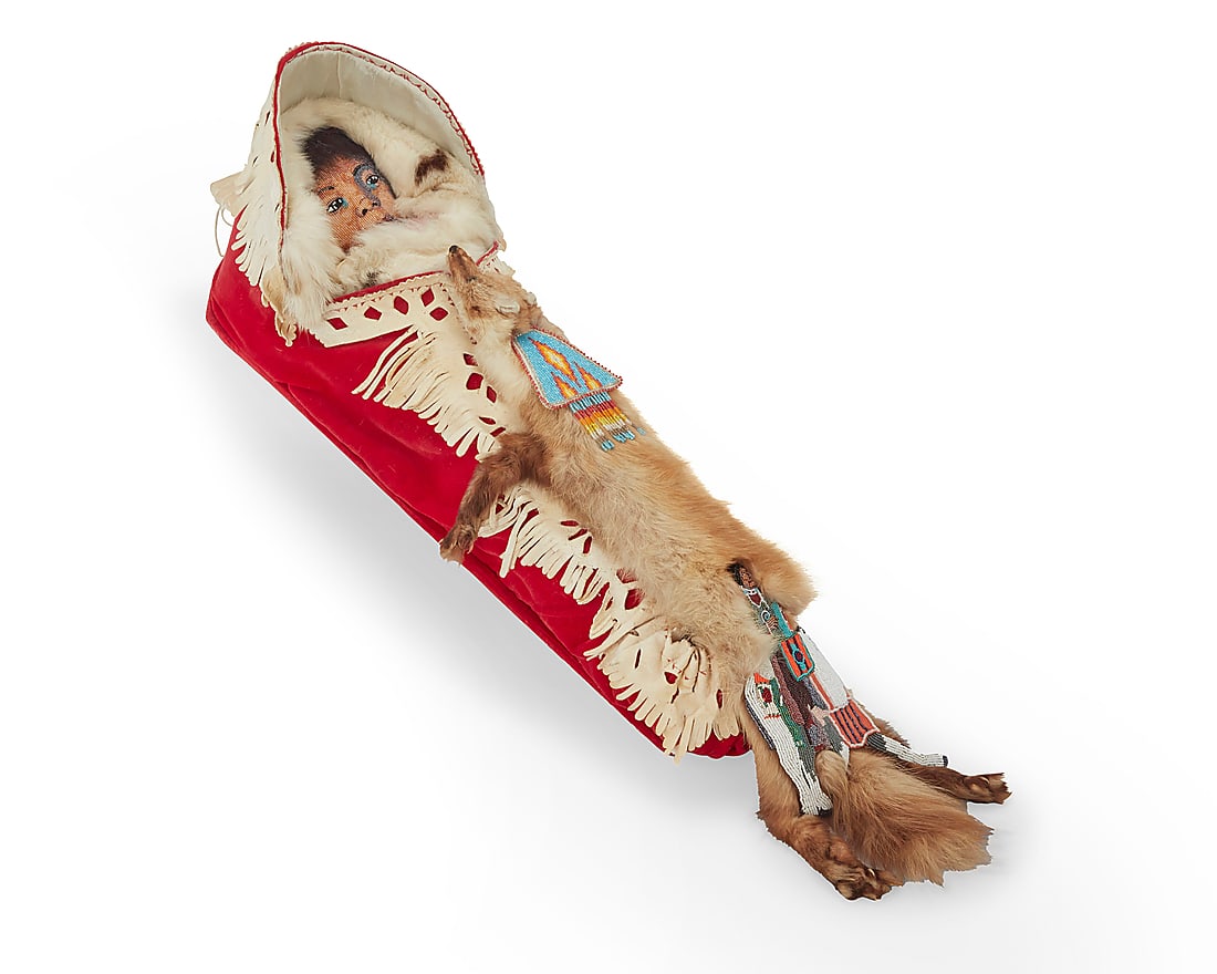 A contemporary Cree beaded pictorial cradle sculpture (1 of 7)