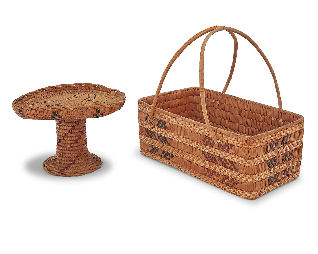 Two Salish polychrome baskets - 2