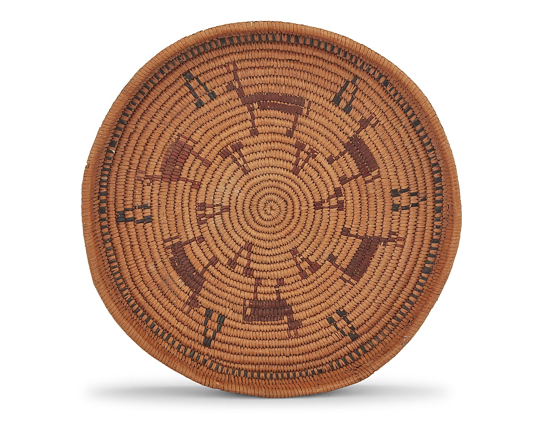Three Salish polychrome basketry trays - 4