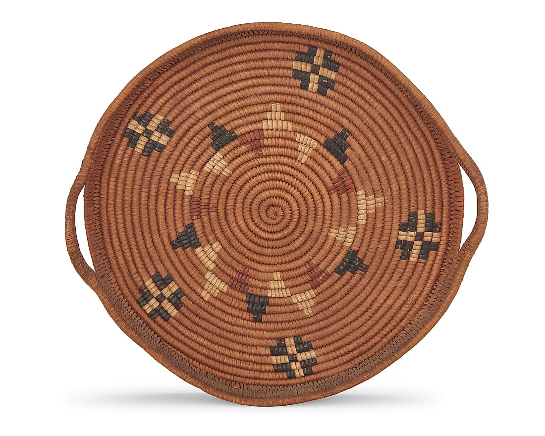 Three Salish polychrome basketry trays - 6