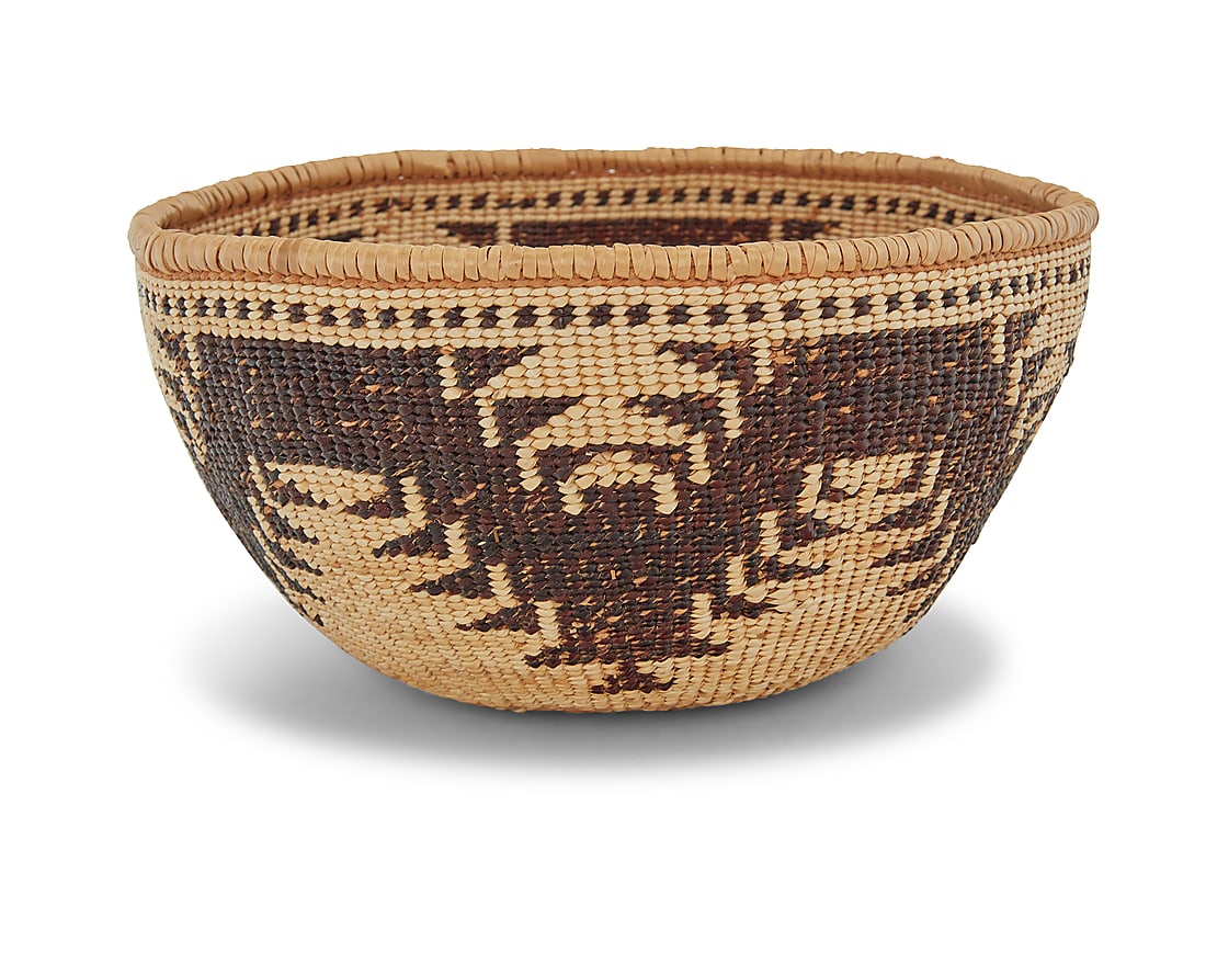 A Pit River polychrome basketry bowl (1 of 6)
