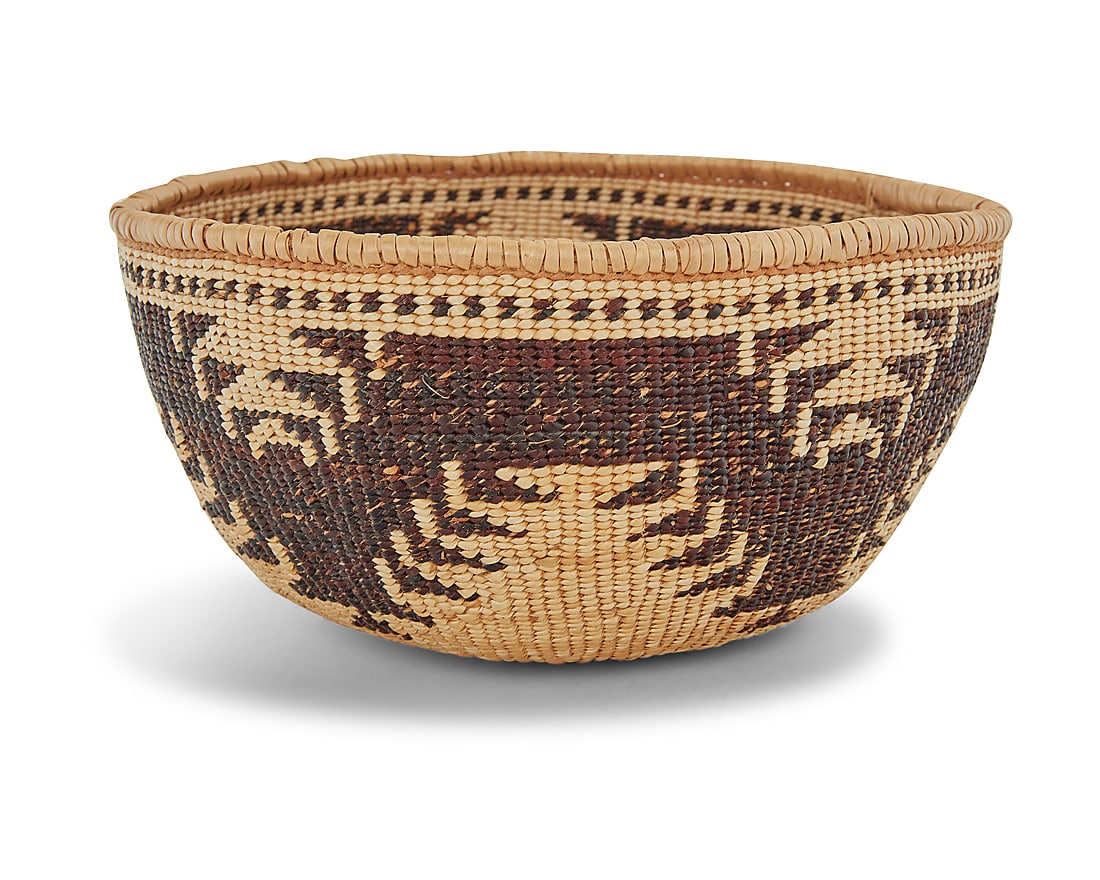 A Pit River polychrome basketry bowl - 2