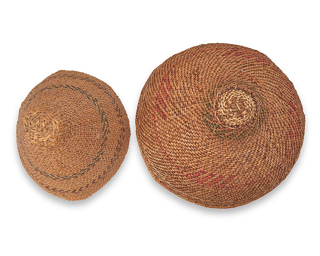 Four Western polychrome twined baskets - 4