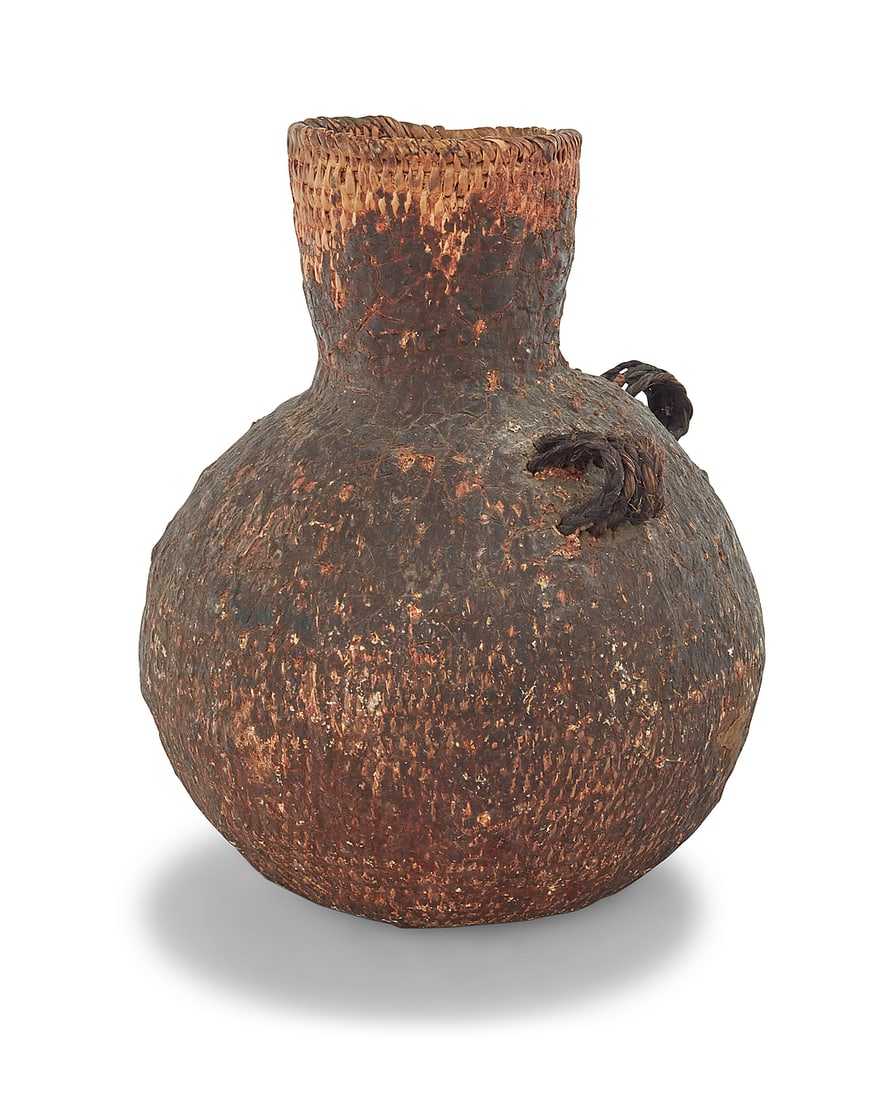 An Apache pitch-covered basketry vessel - 2