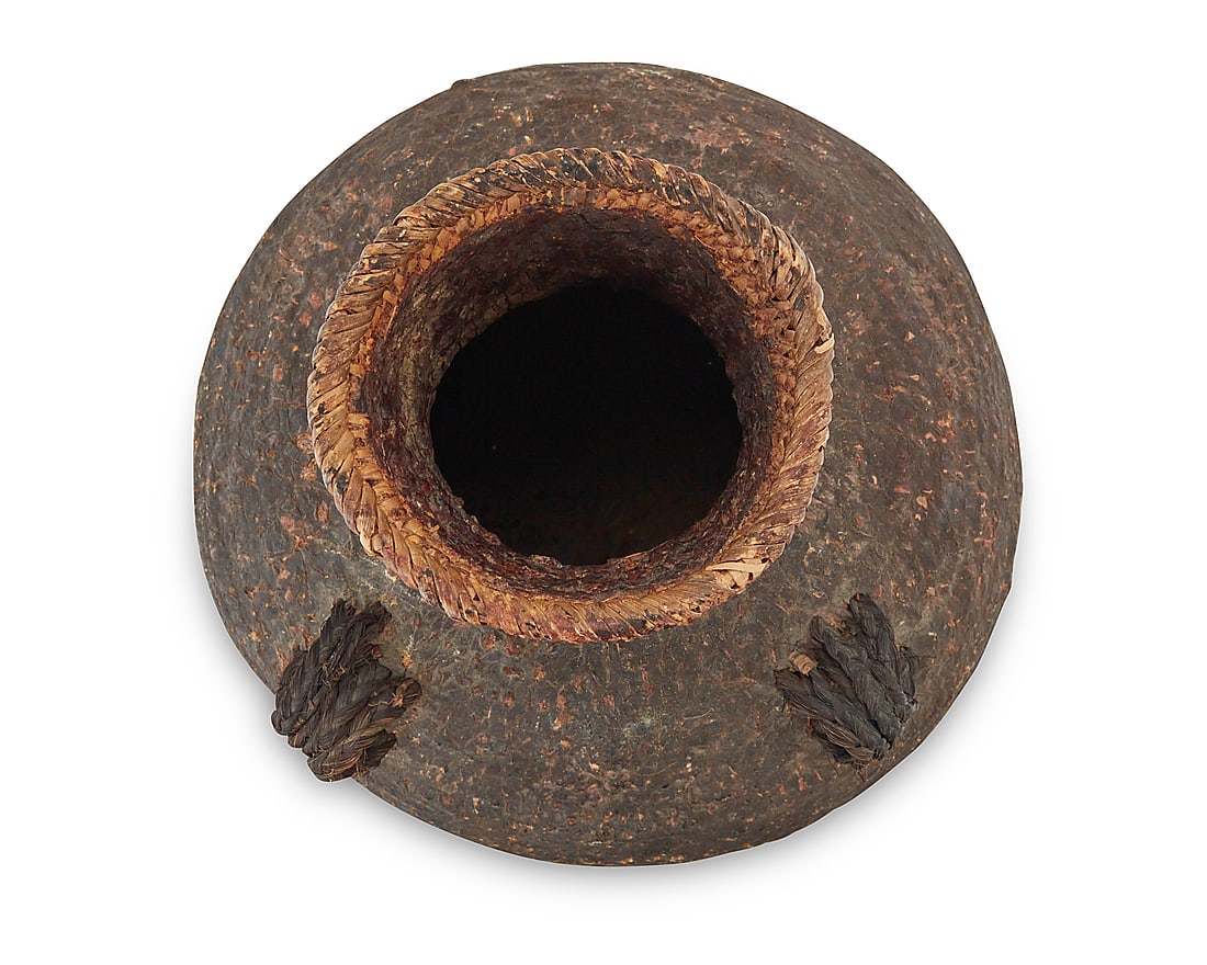 An Apache pitch-covered basketry vessel - 3