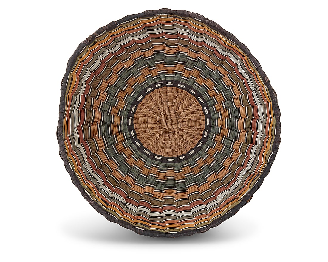Three Hopi polychrome wicker basketry items - 2
