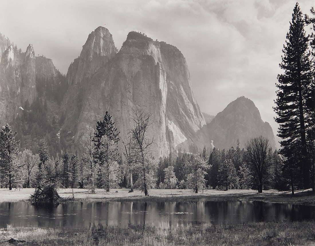 After Ansel Adams (1902-1984), "Cathedral Spires and Rocks, Late Afternoon, Yosemite National Park,: After Ansel Adams (1902-1984) "Cathedral Spires and Rocks, Late Afternoon, Yosemite National Park, California," one plate from "Yosemite Special Edition Photographs," 1949 Gelatin silver print on