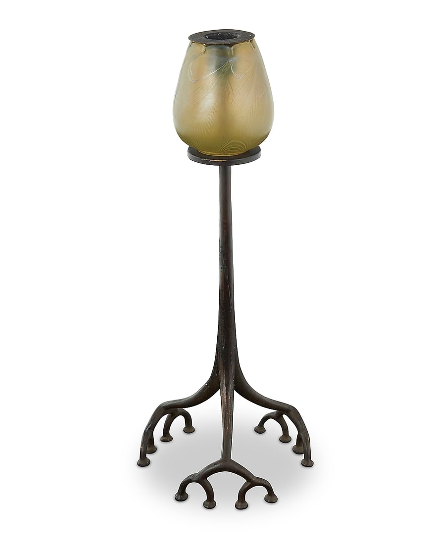 A Tiffany Studios bronze 'Root' candlestick - 2
