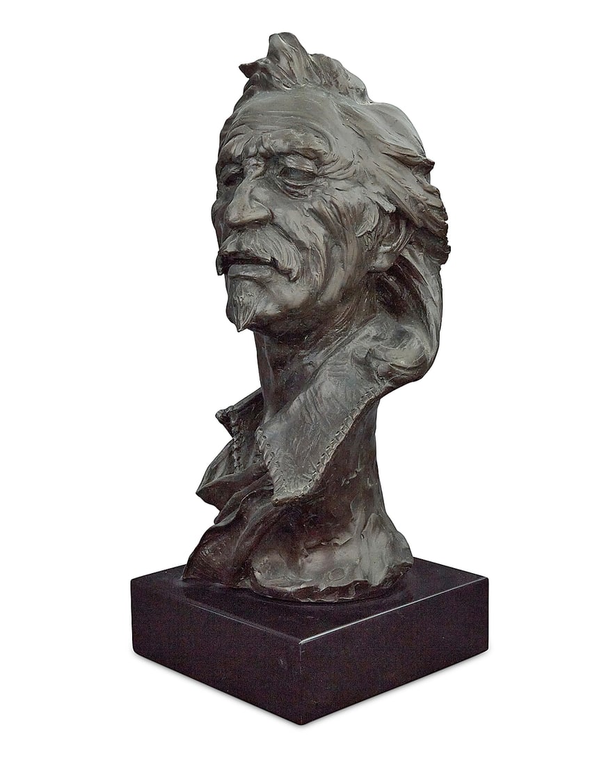 David Lemon (b. 1945), "Frontiersman": David Lemon (b. 1945) "Frontiersman" Patinated bronze on stone plinth Edition: 5/40 Signed and numbered in the casting: LEMON ©; titled by repute Height of bronze 13 3/8 in., width 6 3/4 in., depth