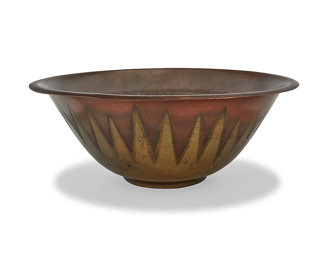 A Roycroft copper and brass fruit bowl (1 of 5)