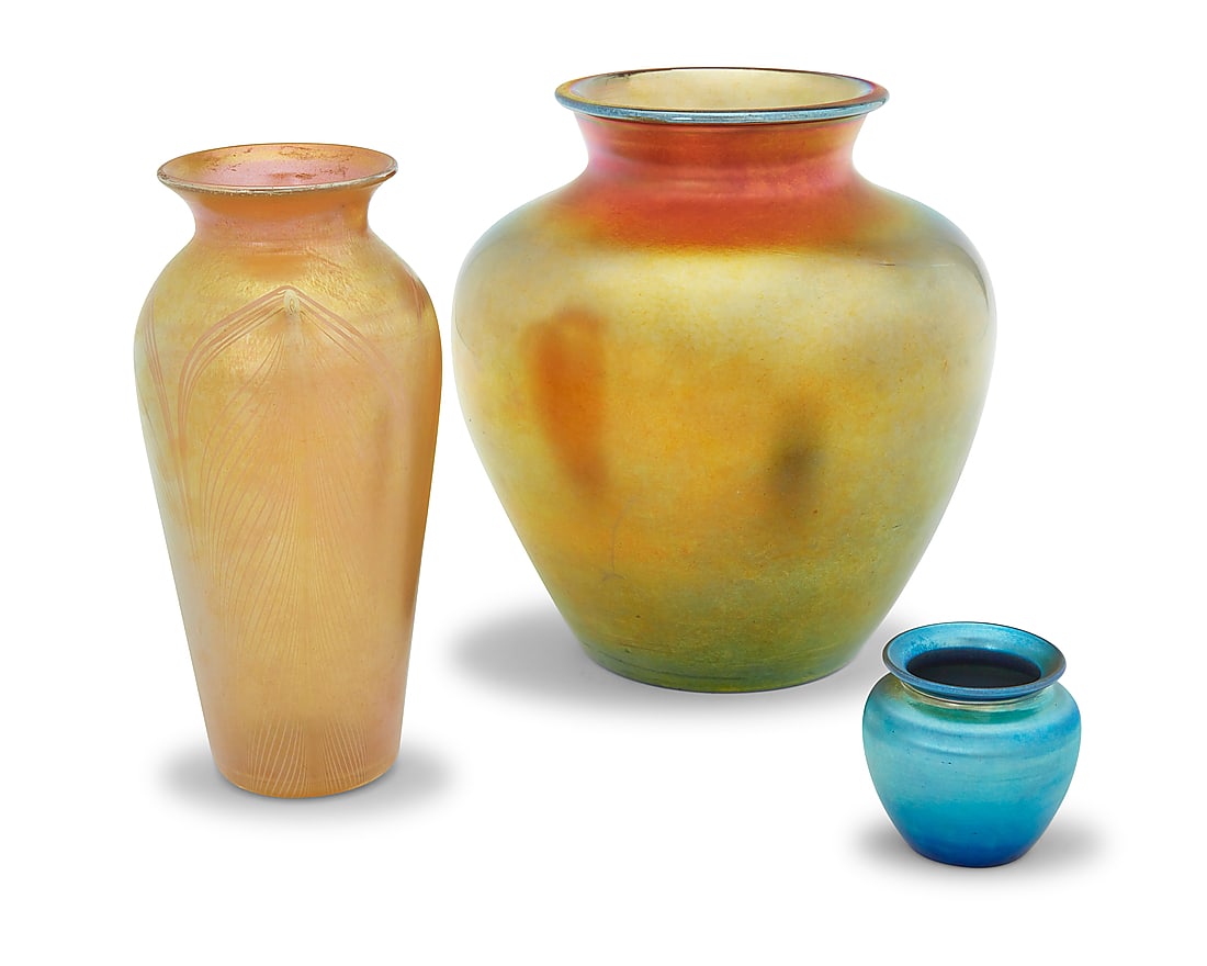 Three American iridescent glass vases (1 of 5)