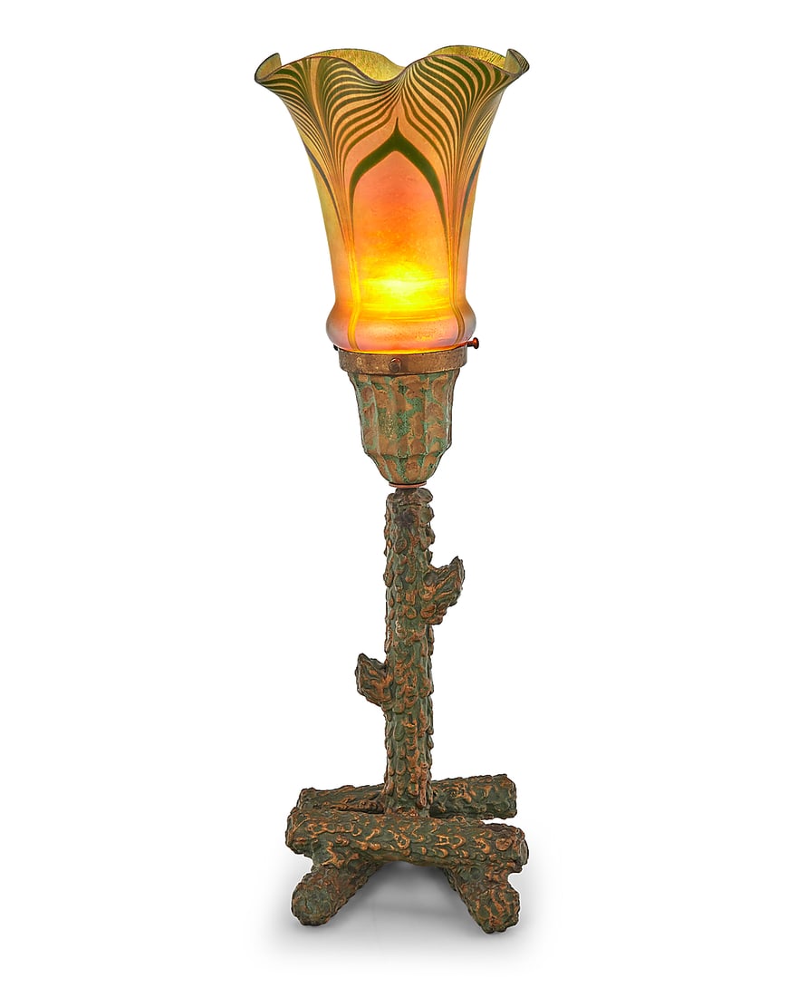 A Miller Lamp Co. table lamp and pulled feather glass shade (1 of 5)