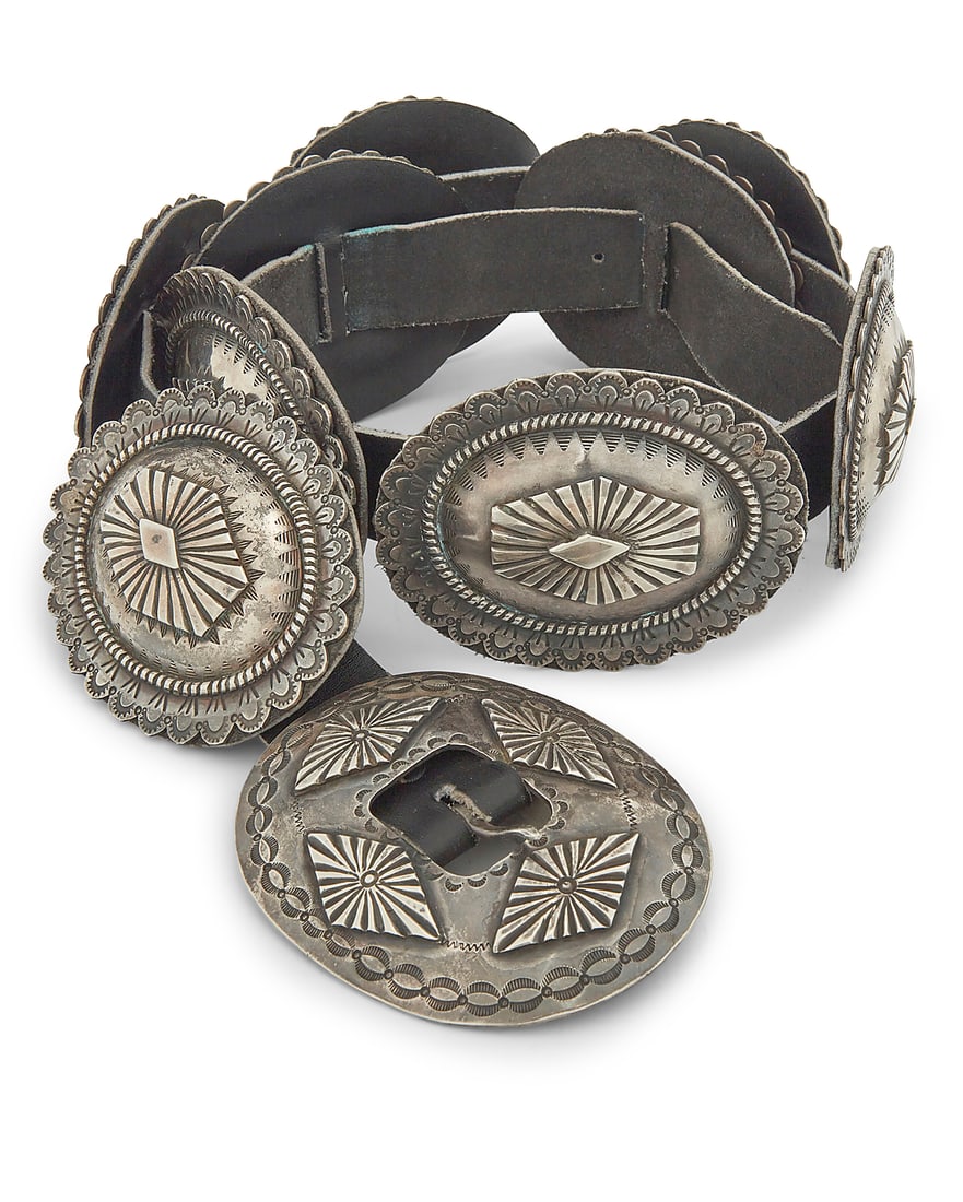 A Southwest sterling silver concha belt (1 of 6)