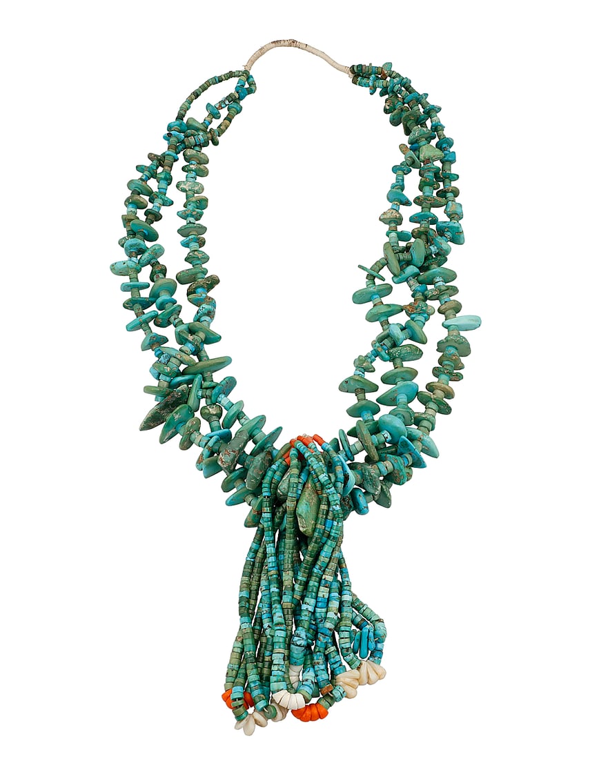 A Pueblo multi-strand turquoise necklace with jaclas (1 of 2)