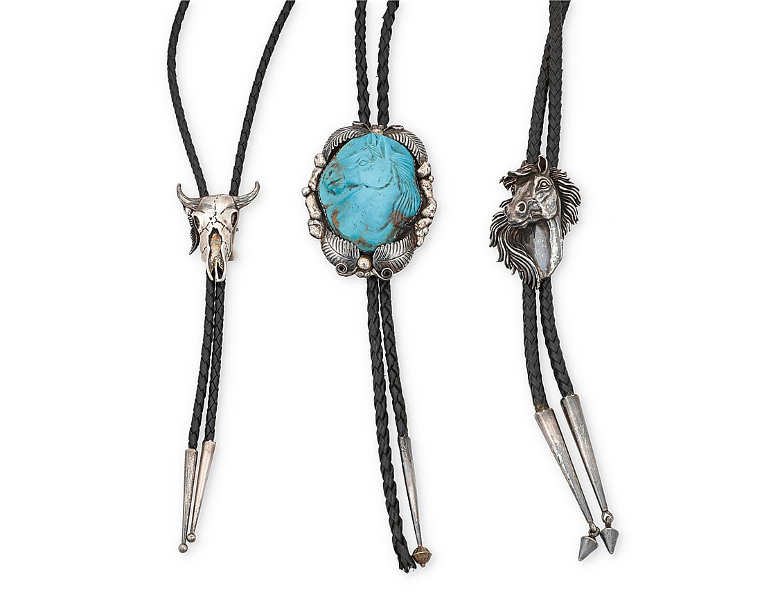Three Southwest-style sterling silver bolo ties (1 of 2)