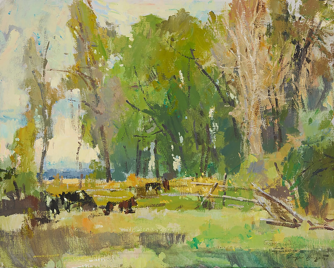 Sergei Bongart (1918-1985), Cows in a verdant landscape (1 of 5)