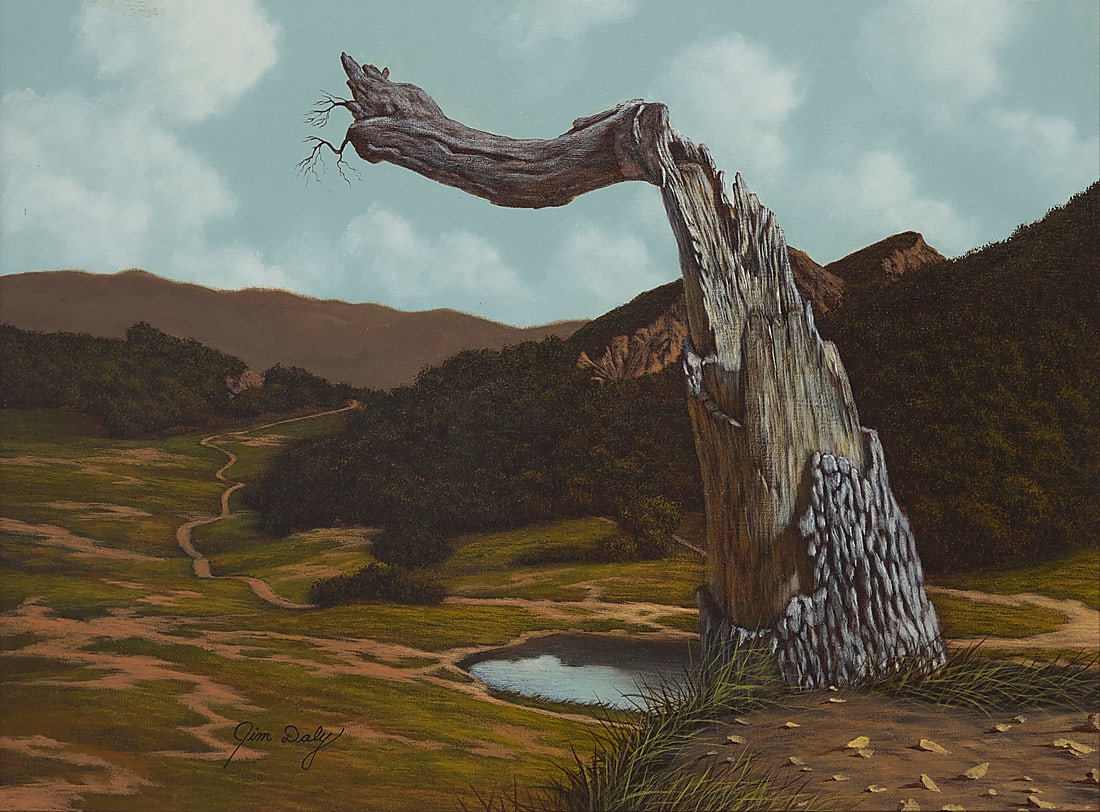 Jim Daly (b. 1940), A blasted tree in a Western landscape (1 of 7)