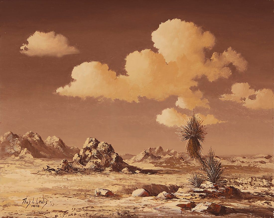 Thomas L. Lewis (1907-1978), New Mexican desert landscape in sepia tones, 1953 (1 of 5)