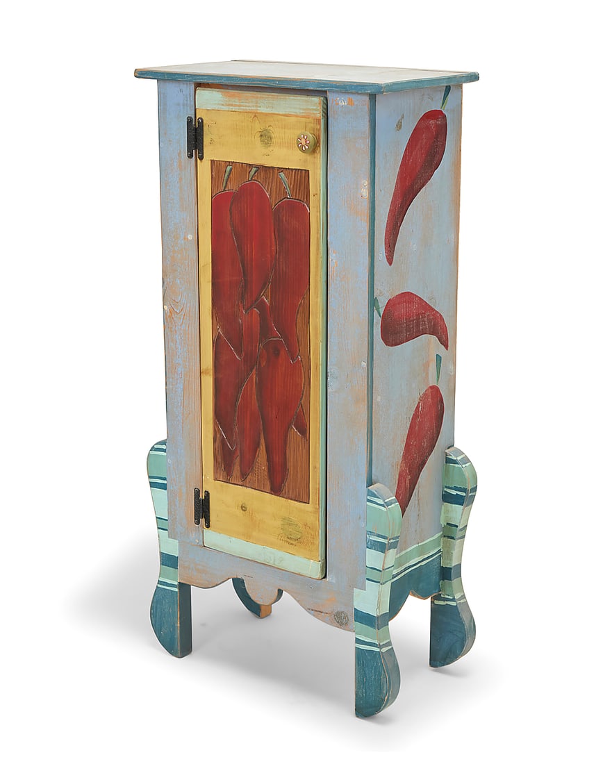 A Santa Fe-style painted wood cabinet (1 of 12)