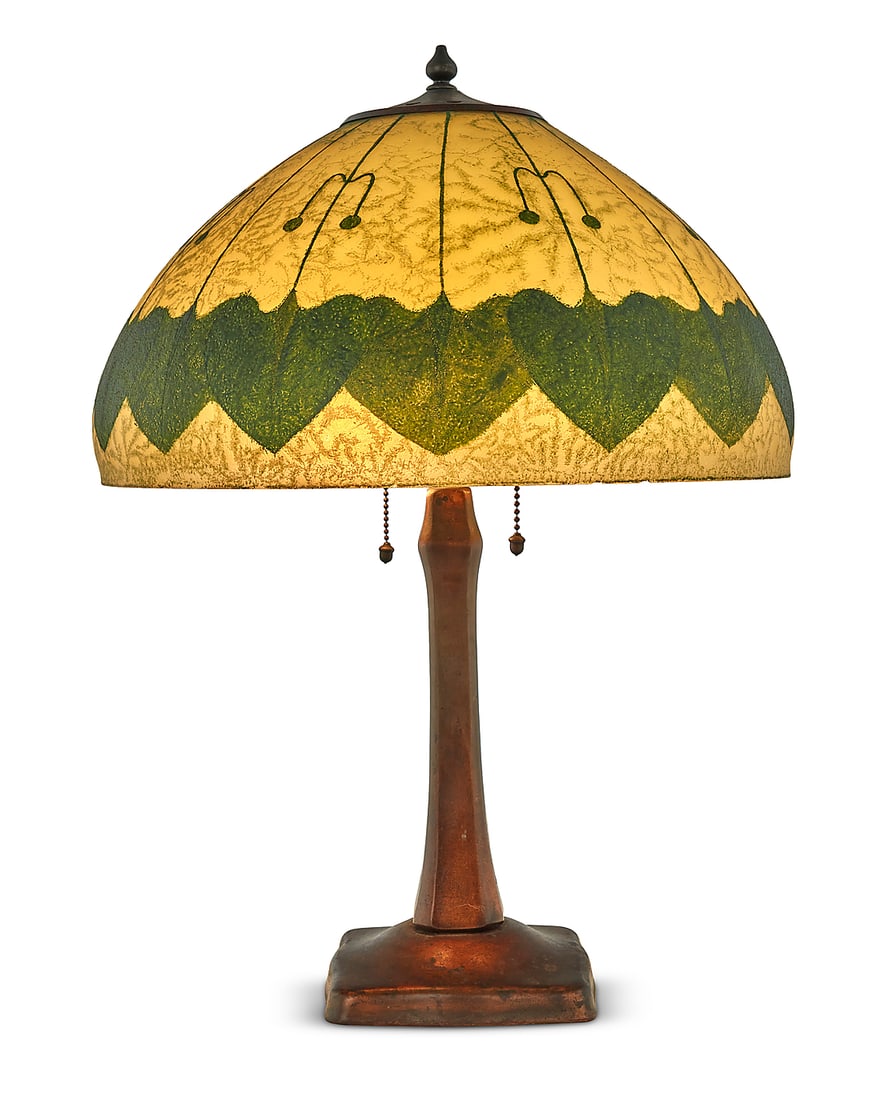 A Handel painted glass table lamp (1 of 8)