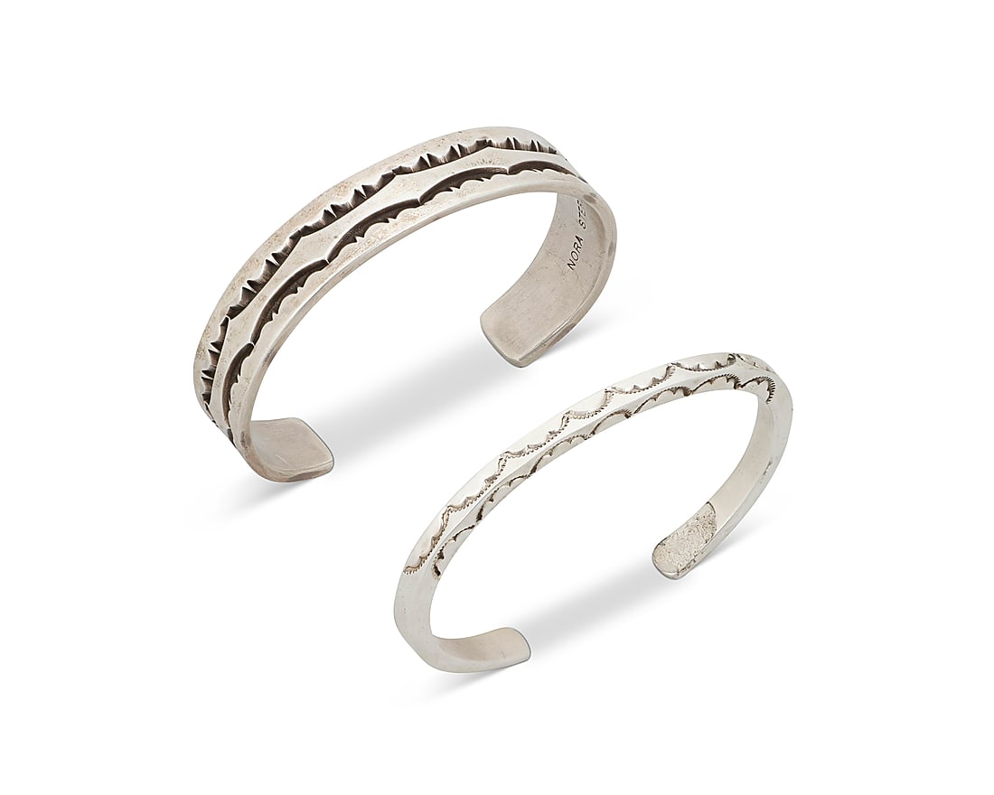 Two Dine (Navajo) sterling silver cuff bracelets (1 of 2)