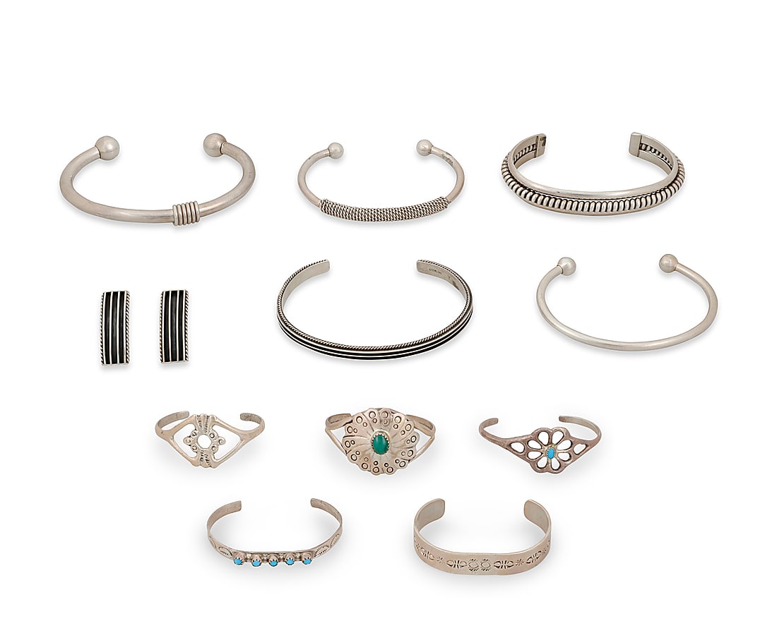 Eleven Southwest-style sterling silver jewelry items (1 of 3)