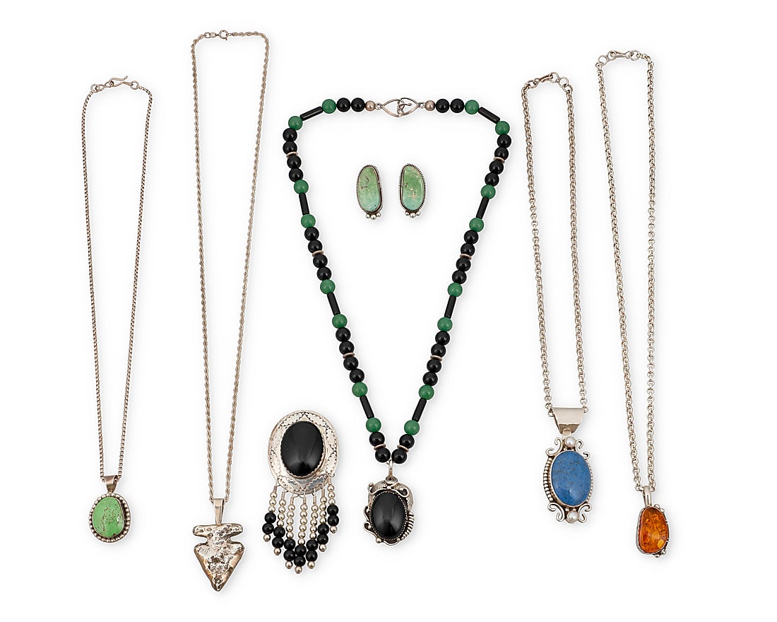 Seven Southwest sterling silver jewelry items (1 of 3)