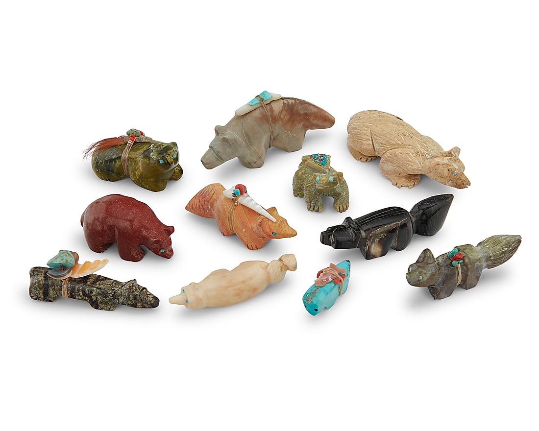 Eleven Zuni carved badger/bear fetishes (1 of 1)