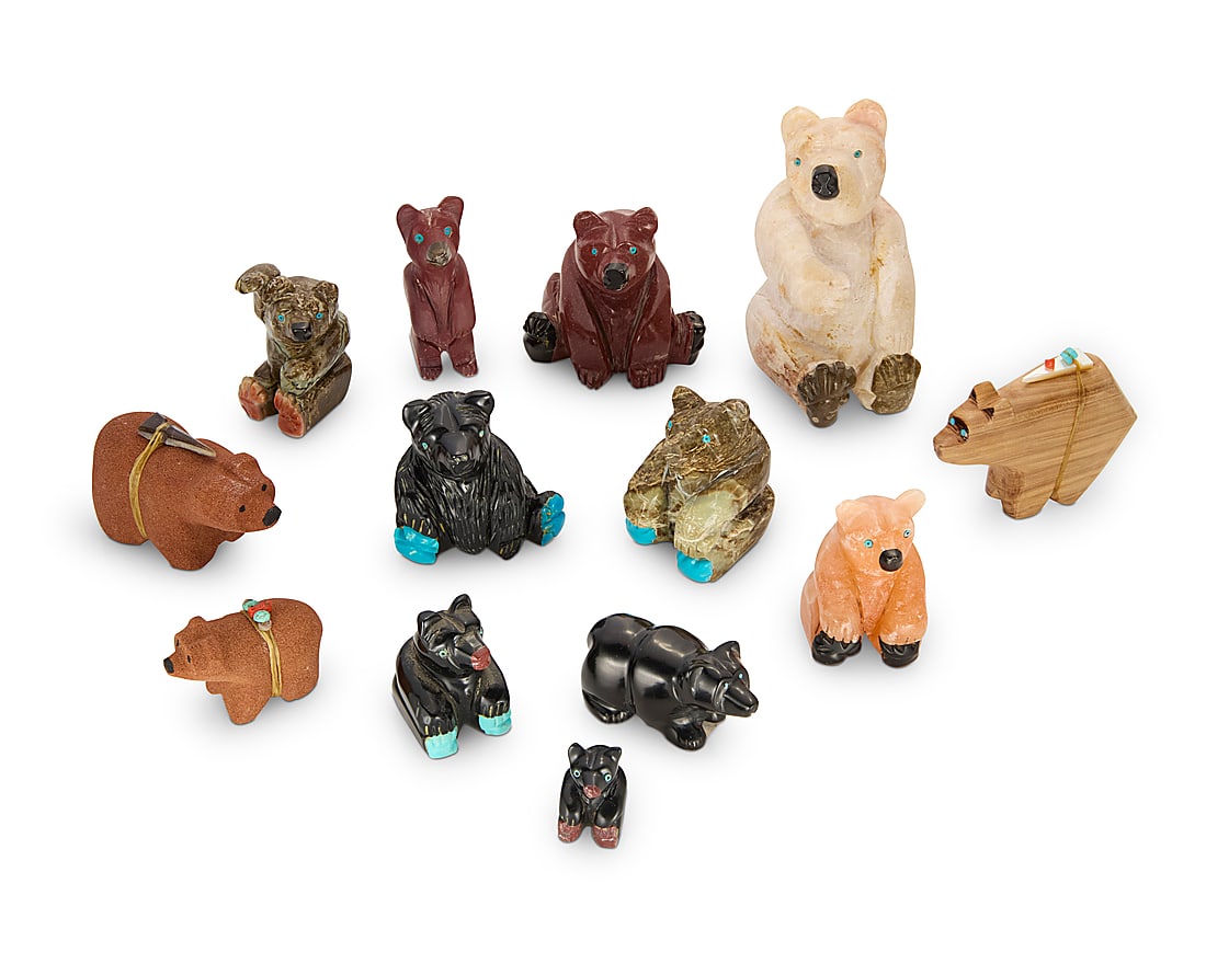 Thirteen Zuni carved bear fetishes (1 of 1)