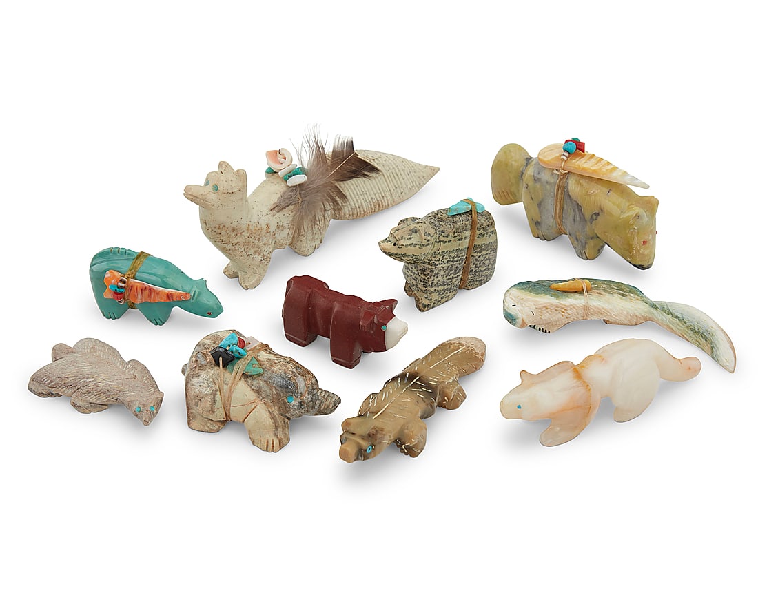 Ten Zuni carved mammalian fetishes (1 of 1)