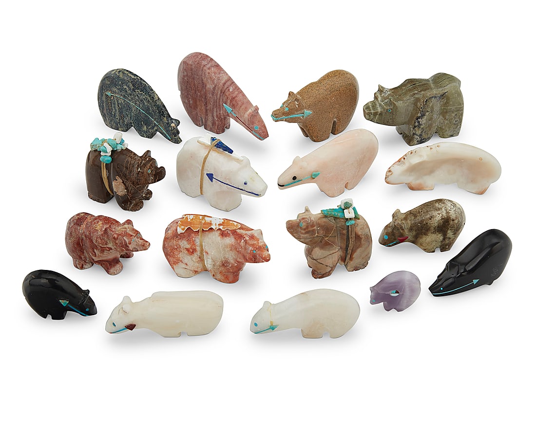 Seventeen Zuni carved bear fetishes (1 of 1)