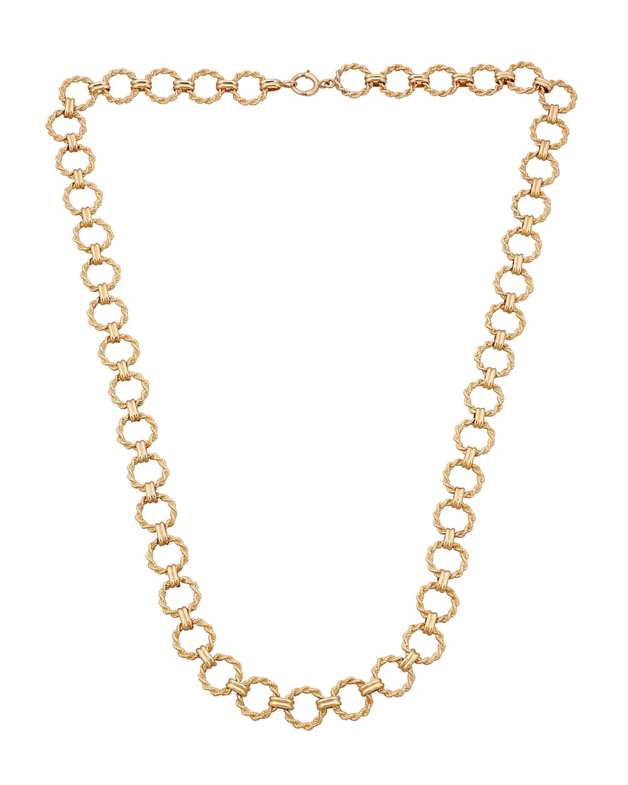 A 14K Gold Necklace Featuring fancy twisted gold links Length: 24 in. 48.4 grams gross: A 14K Gold Necklace Featuring fancy twisted gold links Length: 24 in. 48.4 grams gross