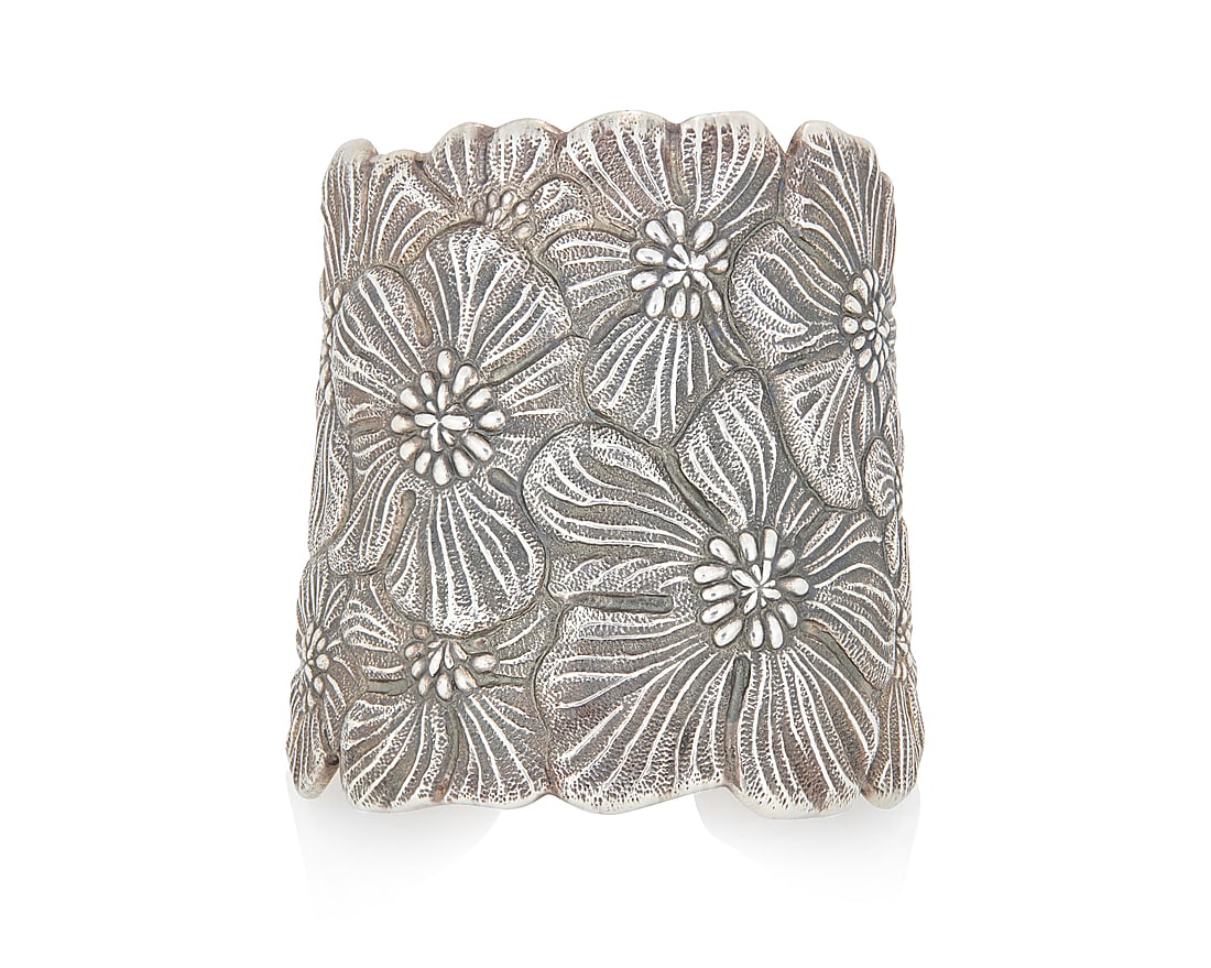 Buccellati: A Sterling Silver Cuff Featuring a garden of blossoming flowers, signed Buccellati, (1 of 4)
