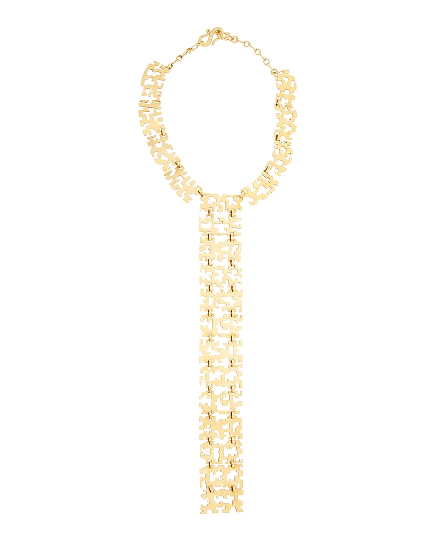 An 18K Gold Necklace Of a tie design featuring organic motif inspired links, with French assay (1 of 4)
