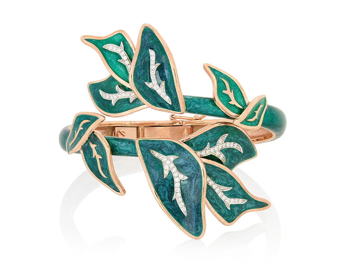 Alexis NY: An 18K Rose Gold-Plated, Sterling Silver and Enamel Bracelet Of a gold-plated hinged (1 of 4)