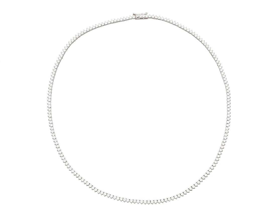 An 18K White Gold and Diamond Necklace Featuring slightly graduated round diamonds weighing (1 of 3)