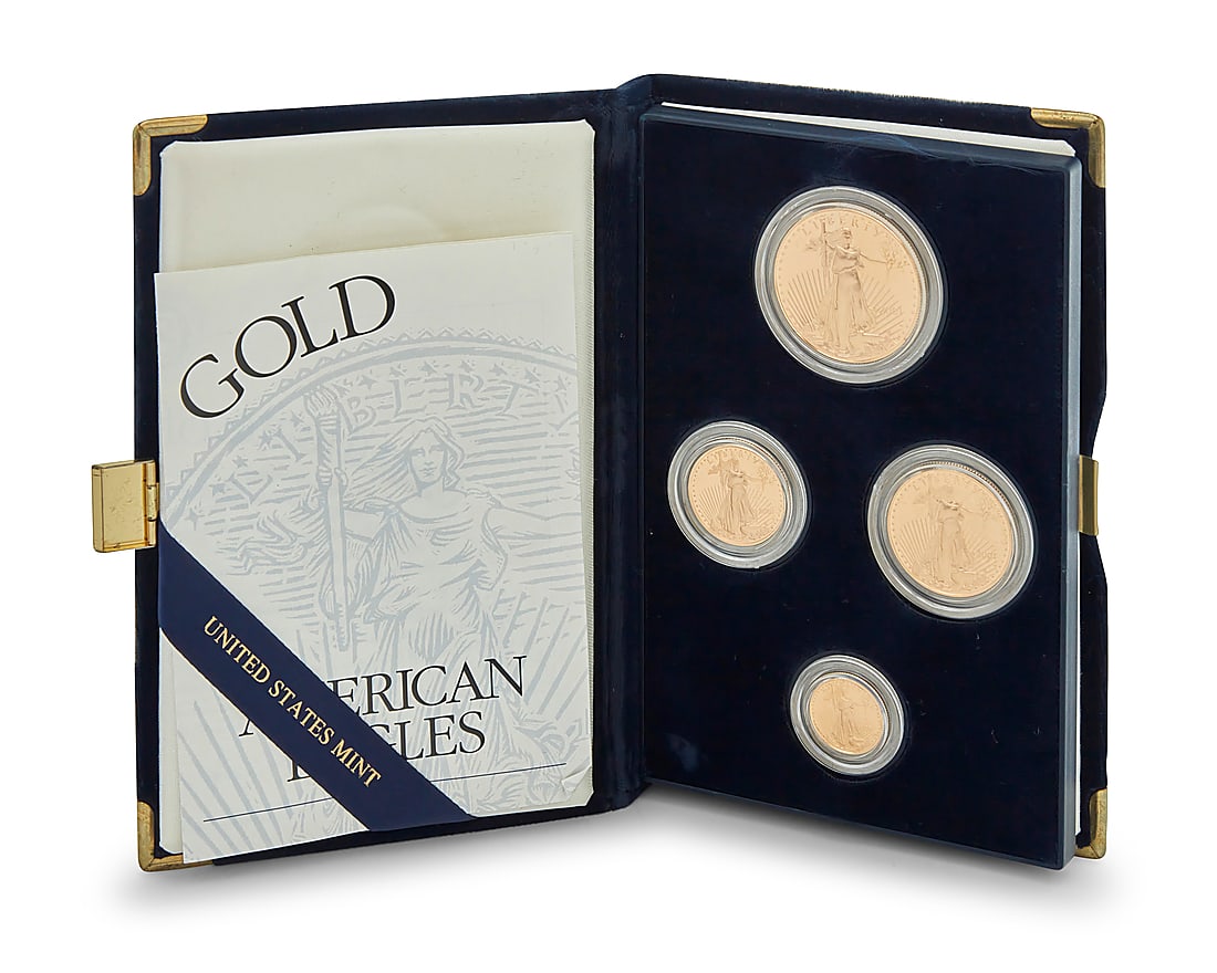 A 22K Gold American Eagle Coin Proof Set Including a Fifty Dollar, Twenty-five Dollar, Ten dollar (1 of 4)