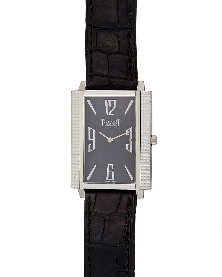 Piaget: An 18K White Gold 'Black Tie' Watch Dial: 17.8 mm, rectangular black dial with Panerai (1 of 4)